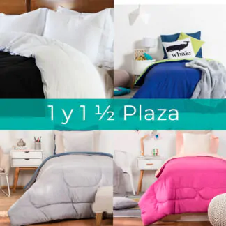 Para 1, 1 ½ y Twin Size: Acolchado Cubrecama Duo Colores Lisos Reversible