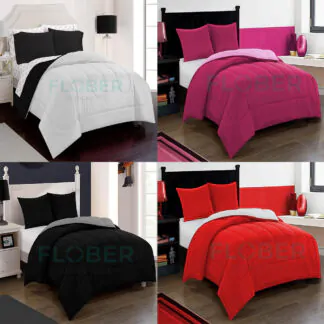 Para 2, 2 ½ y Full Size: Acolchado Cubrecama Duo Colores Lisos Reversible