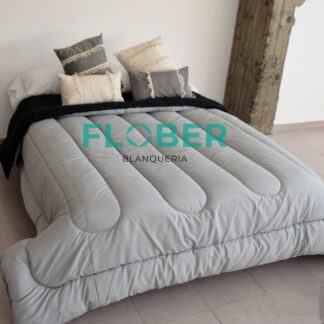 2 Y 2 ½ PLAZAS - ACOLCHADO CUBRECAMA DUO COLORES LISOS REVERSIBLE