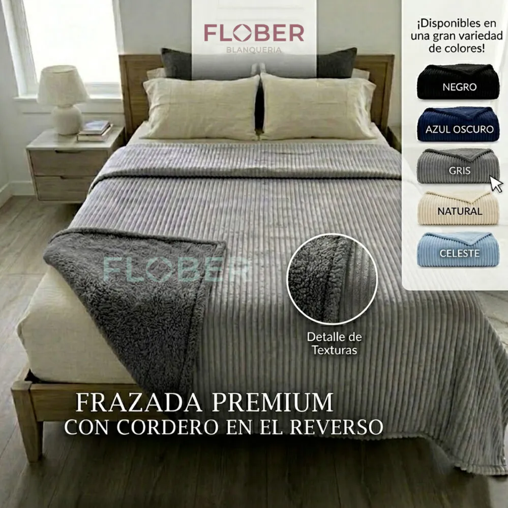 Para 2, 2 ½ y Full Size: Frazada Con Cordero Premium Lisas Relieve Acanalado 2