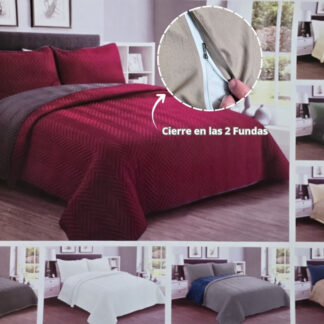 KING y QUEEN SIZE - CUBRECAMA COVER MICROMATELASSE IMPORTADAS CON 2 FUNDONES