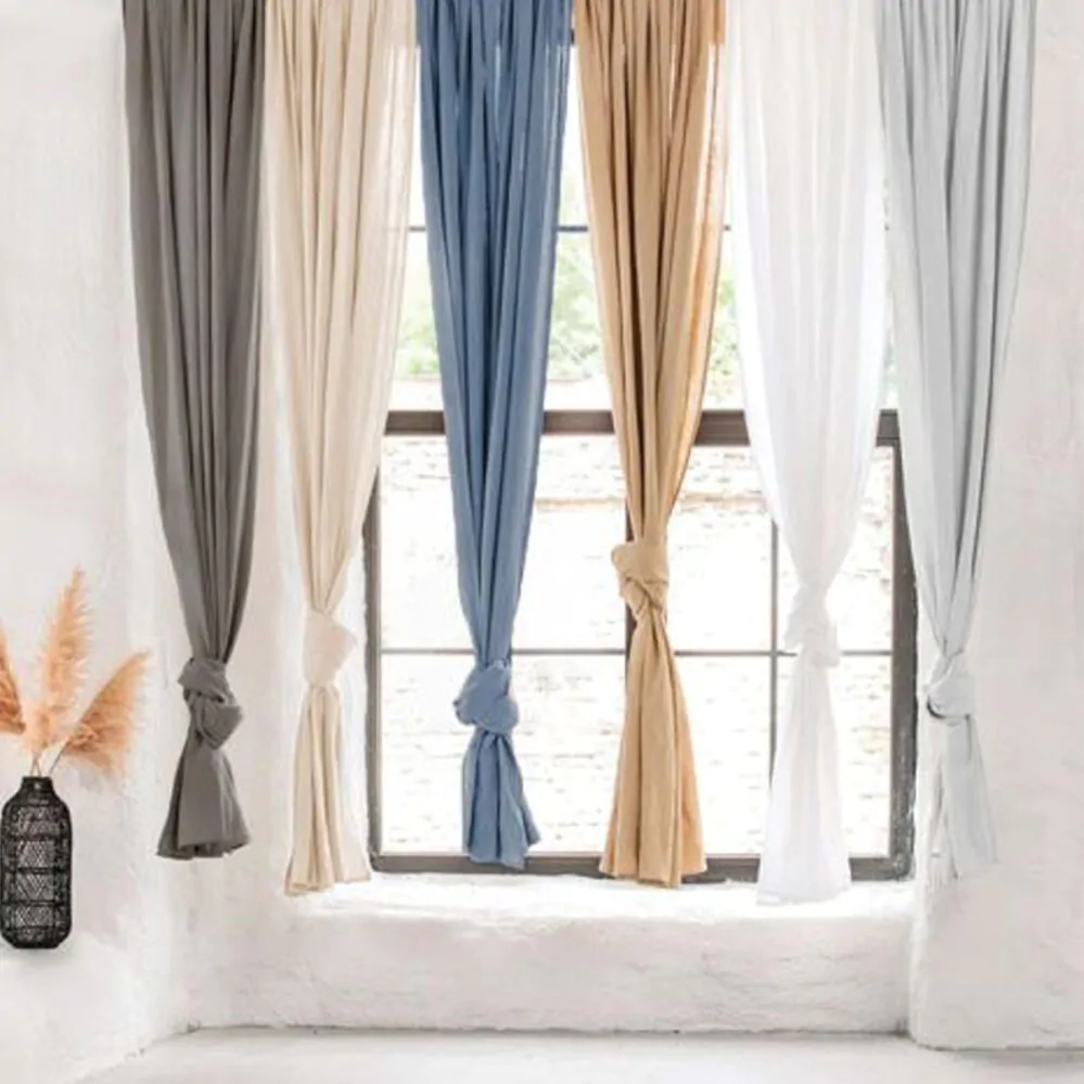 Largas 2,10m.: Juego De Cortinas Largas Tusor Algodón Premium Con Presillas Ocultas 2