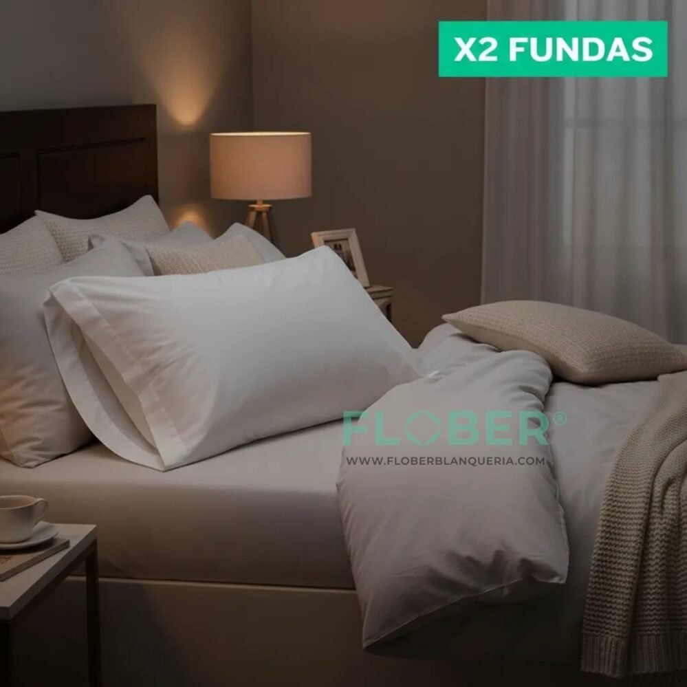 Medidas 70x55cm c/u: Set De 2 (Dos) Fundas De Almohadas Algodón Percal 2