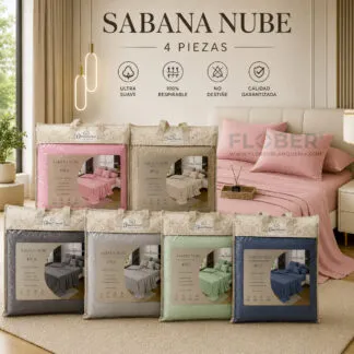 Para Queen Size: Juego De Sábanas NUBE con Bolsillos en la Ajustable! Novedad!
