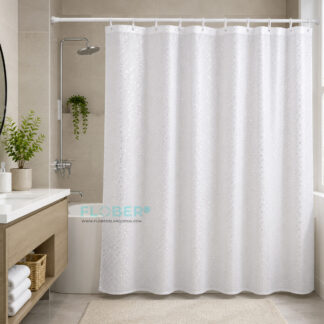 Medidas 180x180cm: Cortina de Baño AntiHongo de Raso con Ganchos 12