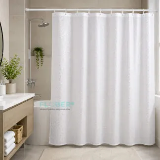 Medidas 180x180cm: Cortina de Baño AntiHongo de Raso con Ganchos